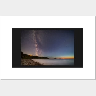 Milky Way and Moonset over Rhossili Bay Posters and Art